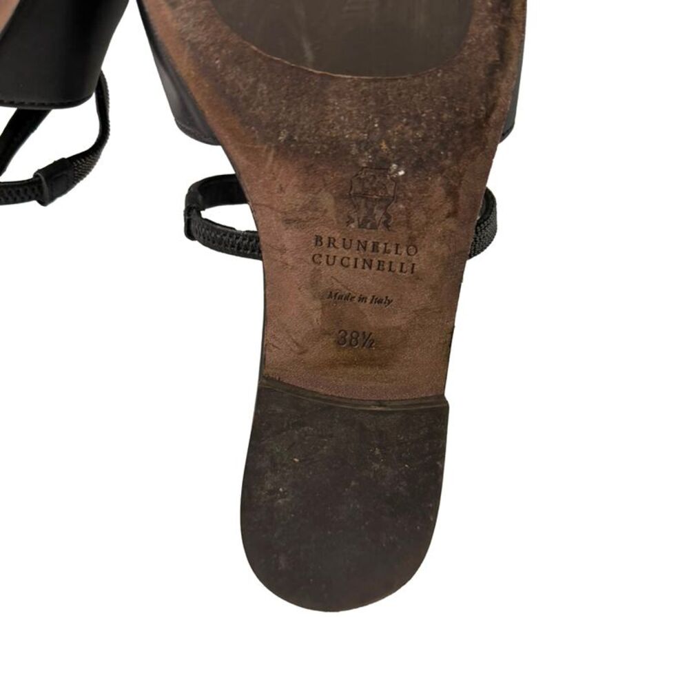 Brunello Cucinelli Embellished Cutout Slingback Ballet Flats in Black Leather - Picture 9 of 11